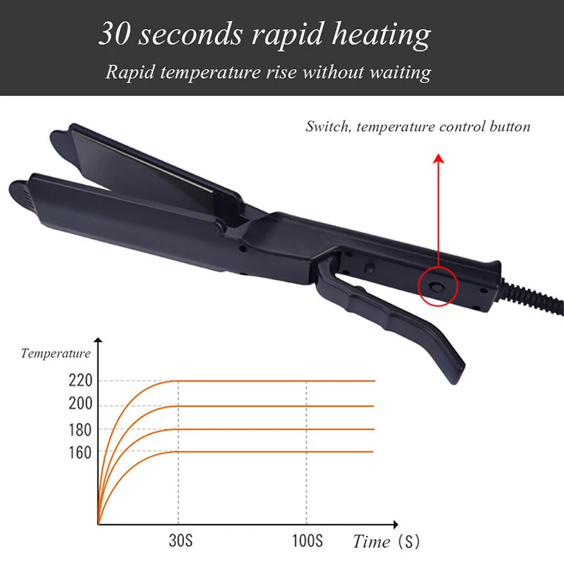 Four-temperature adjustable ceramic tourmaline ion flat iron wide panel professional styling tool for hair straighteners Peaceful Pleasures Health and Wellness