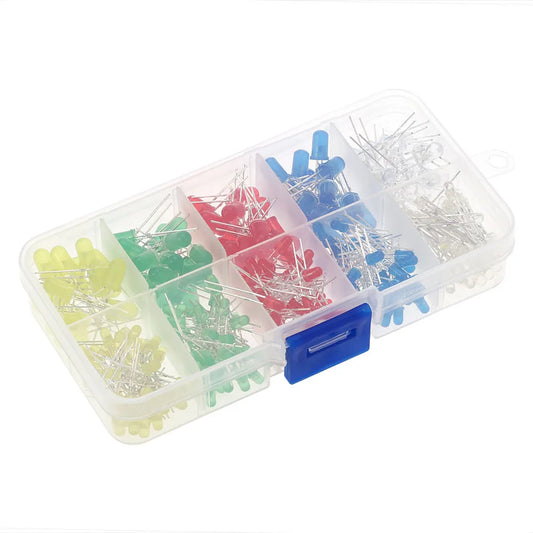3mm 5mm Assorted Color 2-pin Diffused LED Light Emitting Diodes Set with 5 Colors Electronic Components emitting diodes Peaceful Pleasures Health and Wellness Default Title