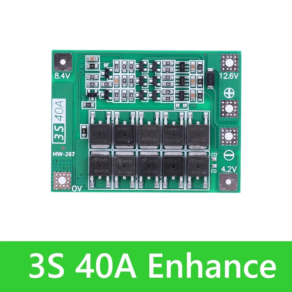 3S 4S 20A 40A 60A Li-ion Lithium Battery Charger Protection Board 18650 BMS Drill Motor 11.1V 12.6V/14.8V 16.8V Enhance/Balance Peaceful Pleasures Health and Wellness 3S 40A Enhance