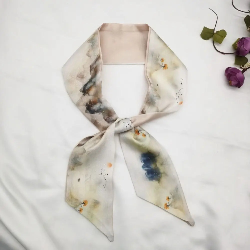 Chinese Floral Ribbon Scarf – Hair Band, Necktie & Bag Accent