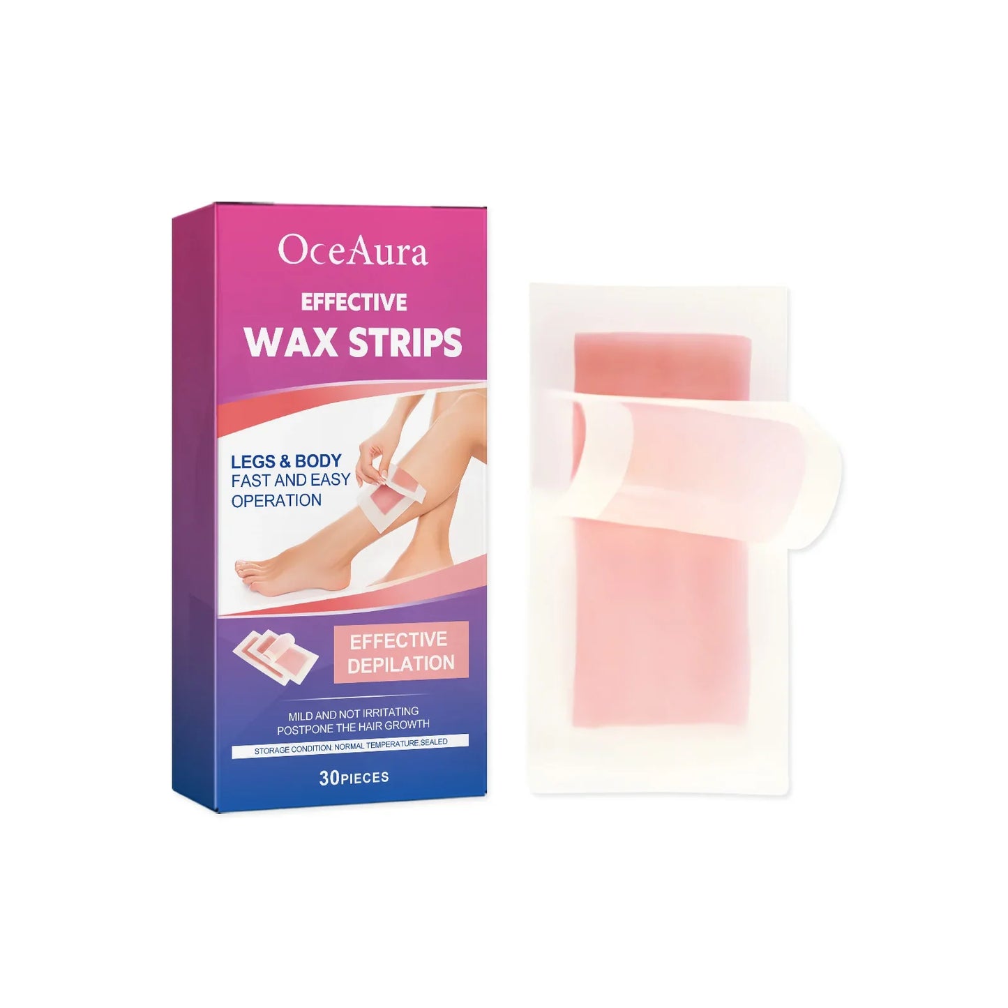 OceAura Cold Wax Strips – Body & Facial Hair Removal 30pc