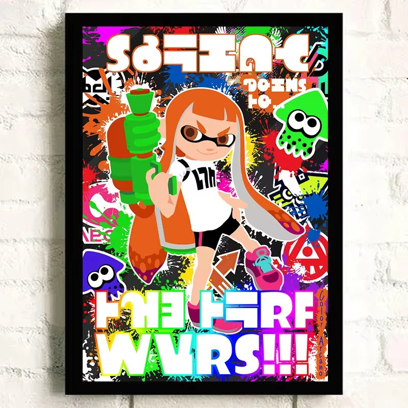 Classic game Splatoon 3 poster anime painting art Canvas printing Wall Home Living Room Internet bar decoration hanging painting Peaceful Pleasures Health and Wellness