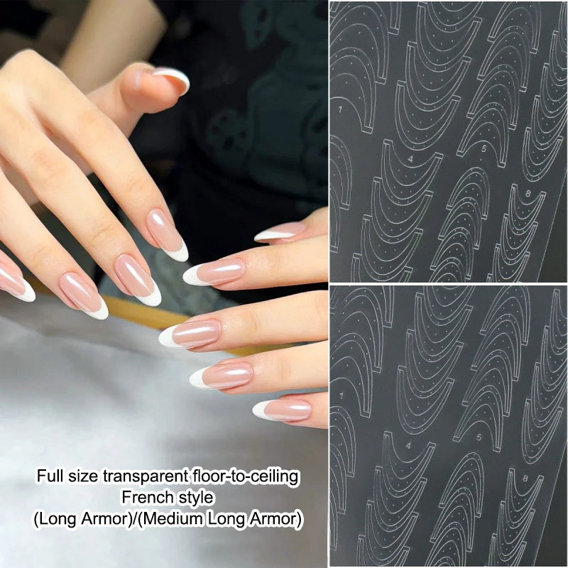 Fully Transparent Hollow French Nail Stickers Spray Painting Stencil French Edges Templates Patting Glue Adhesive Auxiliary Tool Peaceful Pleasures Health and Wellness