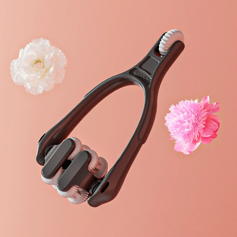 Finger Massager Dual-Row Roller Design Easy Use Relieve Finger Fatigue Portable Finger Joints Massager With Elastic Handle Peaceful Pleasures Health and Wellness Black