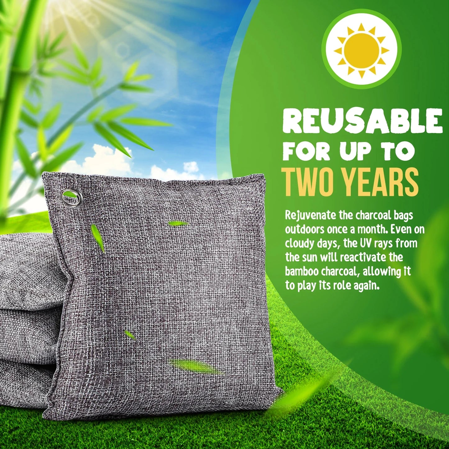 10-Pack Bamboo Activated Charcoal Bags | Odor & Moisture Absorber
