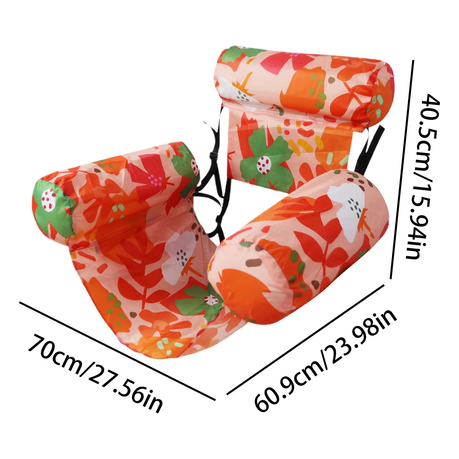 Inflatable Pool Float Chair Tanning Recliner Lounger for Beach Lake River Party Vacation Weekend Outdoor ﻿ Peaceful Pleasures Health and Wellness Orange