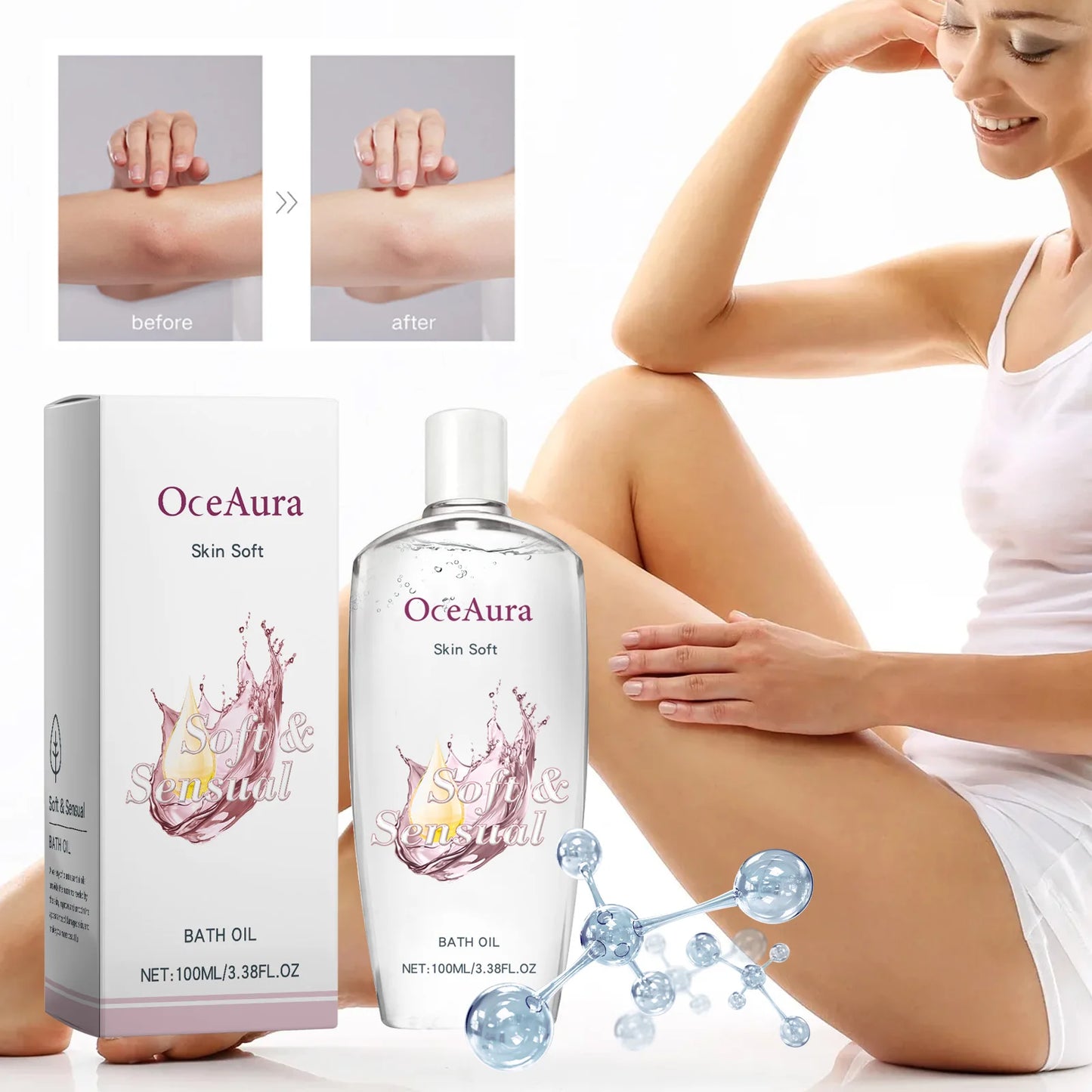 OceAura Body Moisturizing Oil – Brightening Dry Skin Care 3.38oz