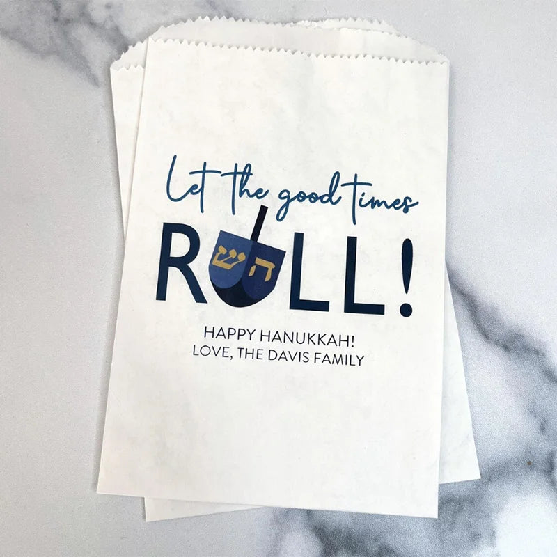 10pcs Custom Hanukkah Kraft Paper Gift Bags | Cookie Candy Bags