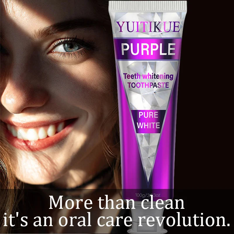 YUITIKUE Purple Teeth Whitening Toothpaste | Pure White Teeth Care | Gentle Oral Cleansing 100g Peaceful Pleasures Health and Wellness