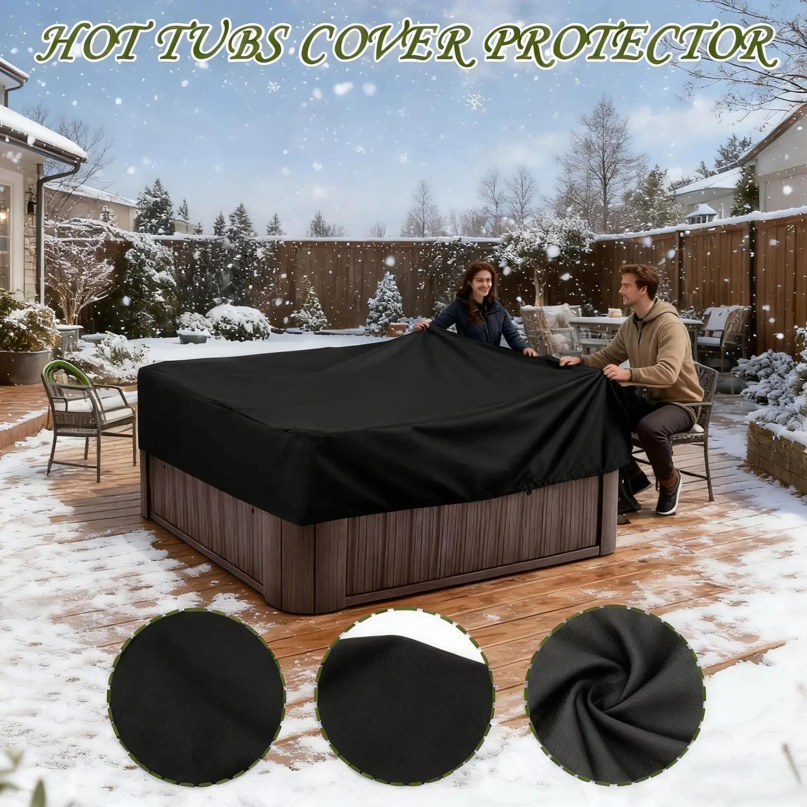 220x220x30cm Waterproof & UV Resistant Hot Tub Cover Protector Square Spa Cover Caps for Outdoor Garden Backyard Poolside Use Peaceful Pleasures Health and Wellness