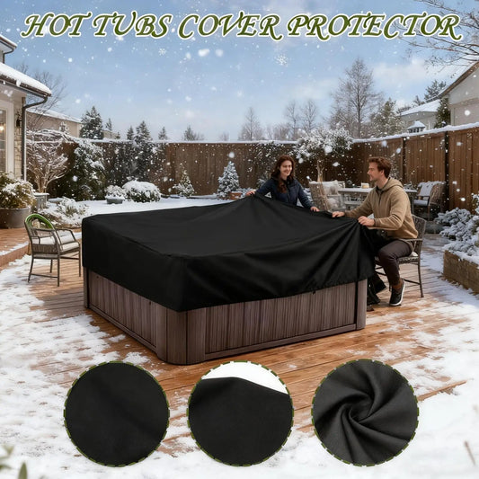 220x220x30cm Waterproof & UV Resistant Hot Tub Cover Protector Square Spa Cover Caps for Outdoor Garden Backyard Poolside Use Peaceful Pleasures Health and Wellness
