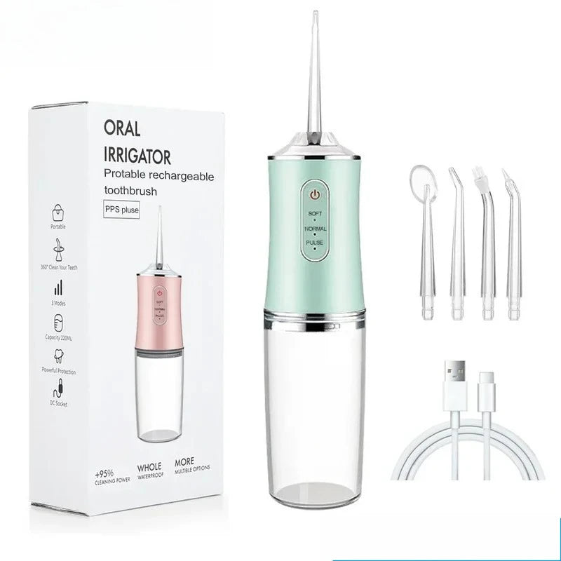 Cordless Dental Water Flosser Electric Oral Irrigator 3 Modes Waterproof Professional Tooth Cleaner Water Drill for Oral Health Peaceful Pleasures Health and Wellness