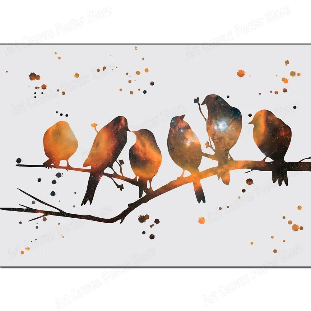 Abstract Animal Canvas Wall Art Print – Bird Elk Mermaid Butterfly