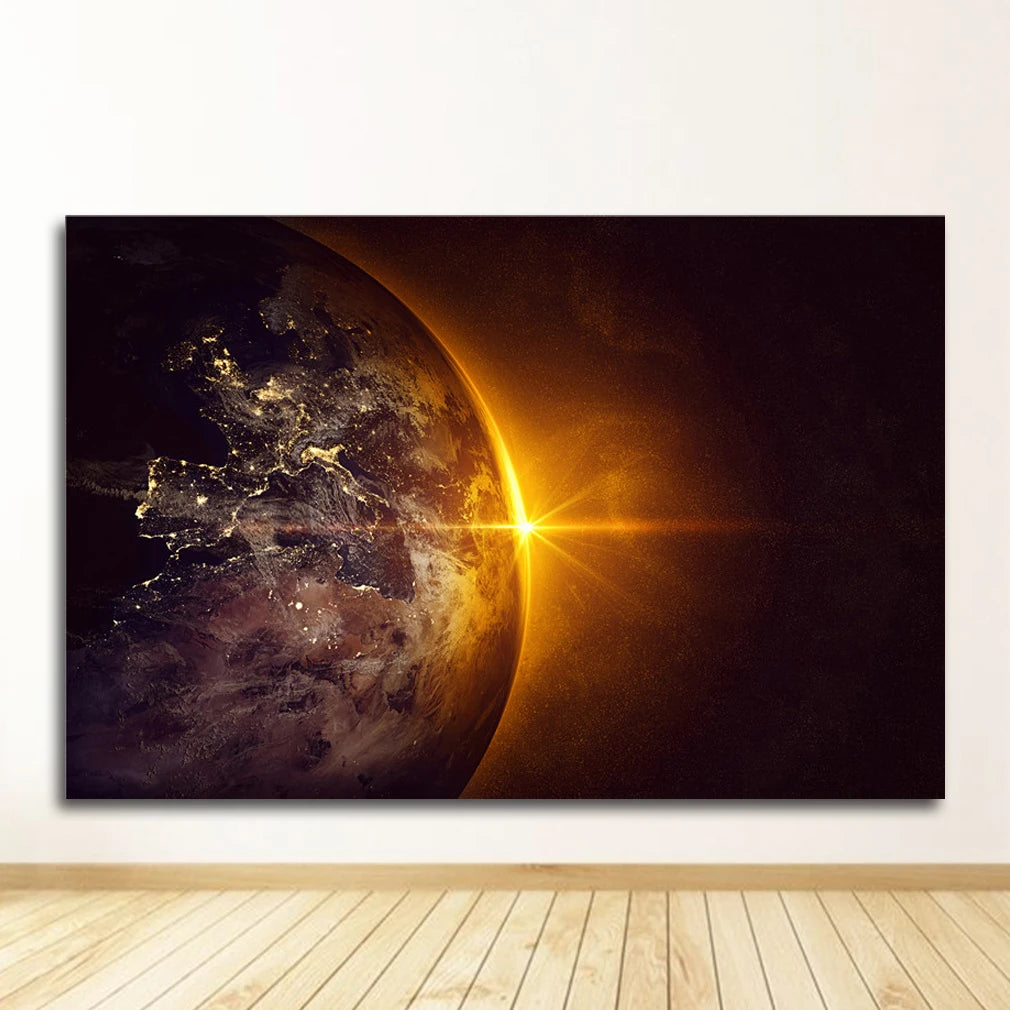 Space Galaxy Canvas Wall Art – Astronaut Planet Universe Poster