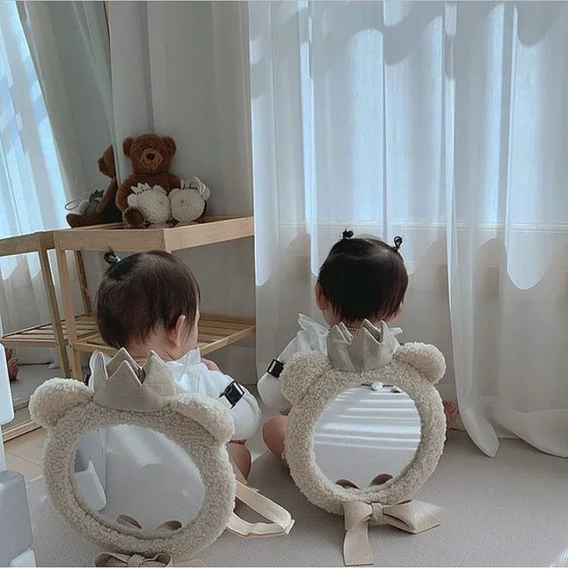 Studio Shooting Mirror Baby Child Reflector Korean Ins Bear Crown Mirror Children's Room Clothing Store Decoration Pendant Photo Peaceful Pleasures Health and Wellness