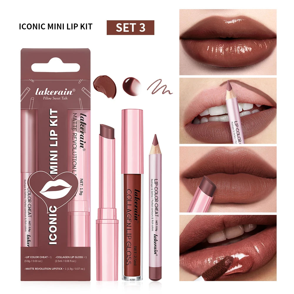 Waterproof Long Lasting Matte Black Lipstick Set Velvet Liquid Lip Gloss Lip Liner Set Red Stain Halloween Goth Makeup Peaceful Pleasures Health and Wellness set3