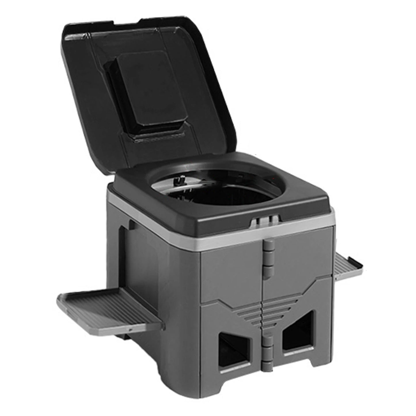 Portable Folding Toilet for Camping Car Outdoor Travel Emergency Commode Potty 150kg Load Capacity for Hiking Long Trip Peaceful Pleasures Health and Wellness Black gray