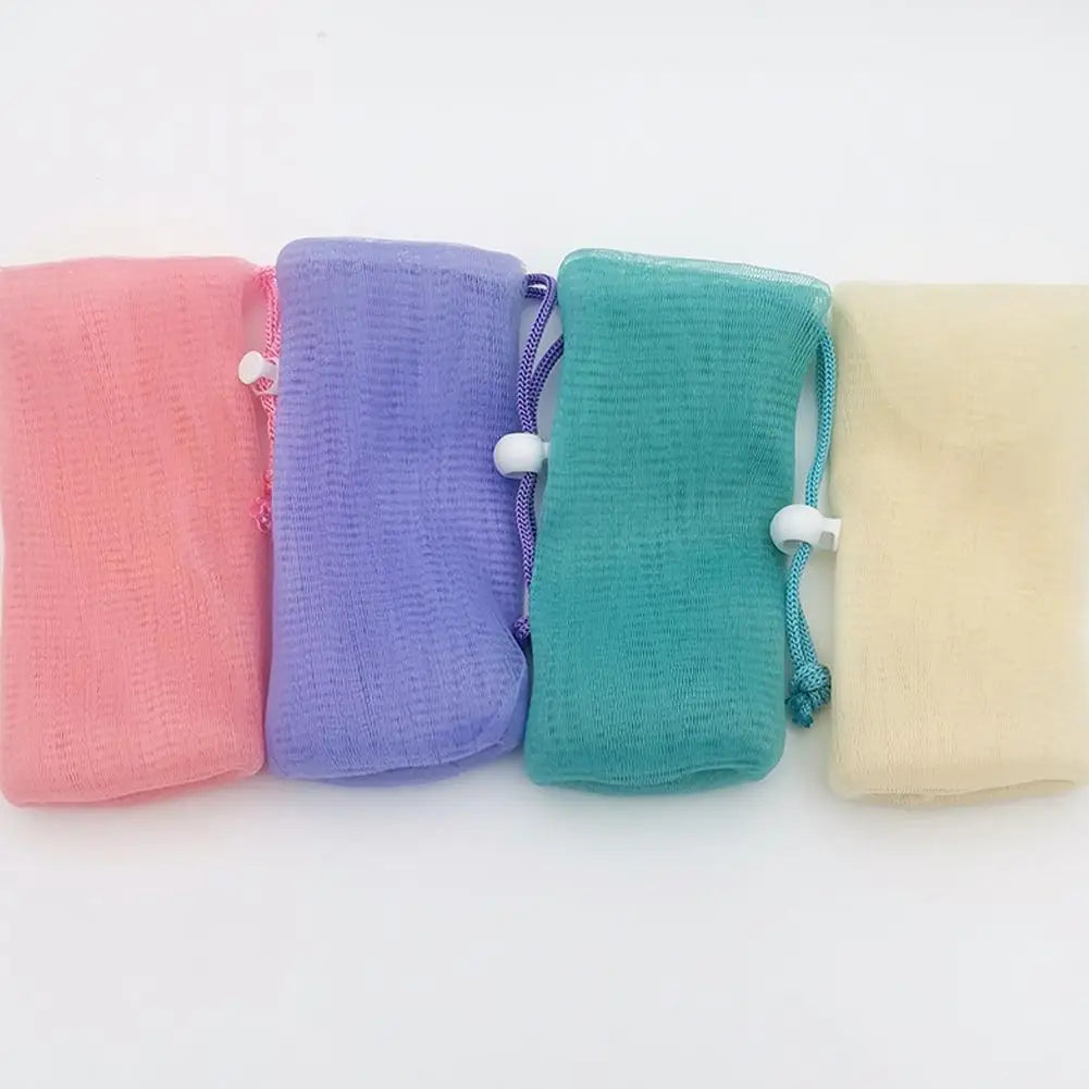 Exfoliating Mesh Soap Bag – Drawstring Foaming Net Shower Pouch