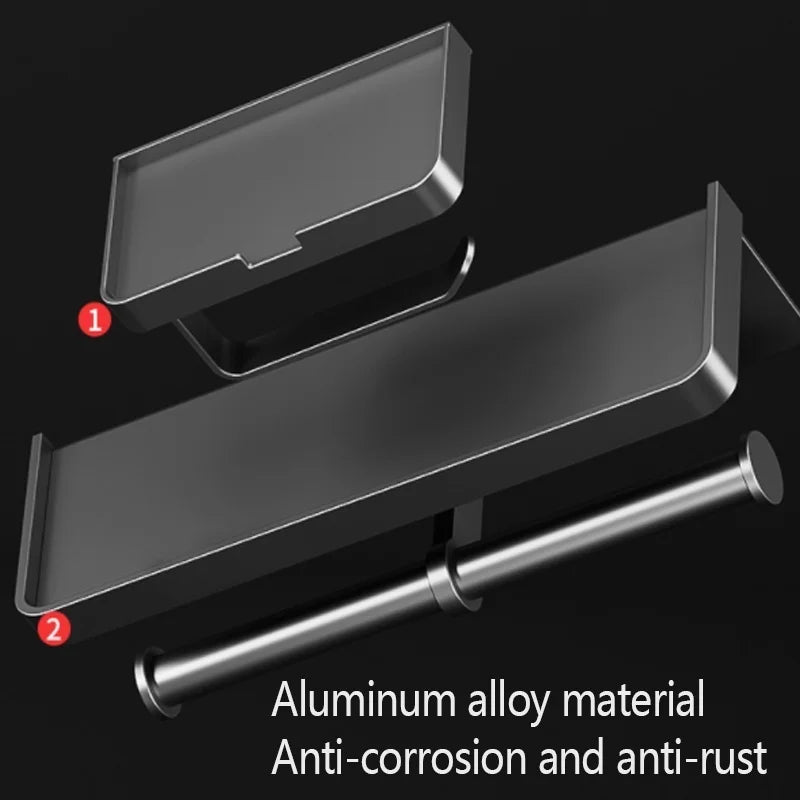 Drill-Free Wall-Mounted Toilet Paper Holder | Aluminum Alloy
