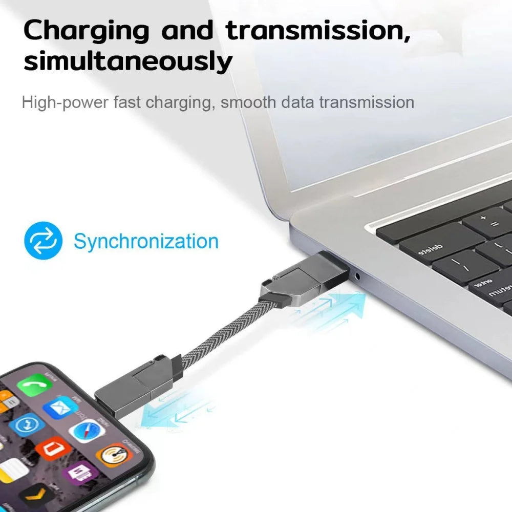 4-in-1 Keychain Charging Cable 60W USB-C | iPhone & Android