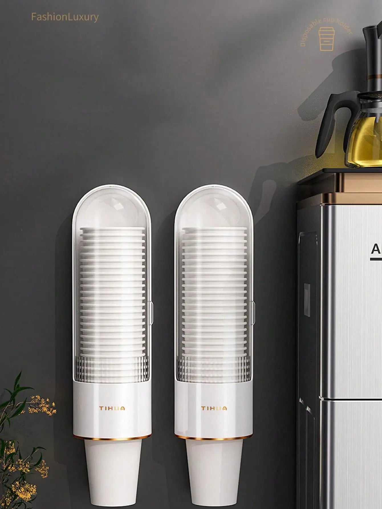 1Pcs Disposable Paper Cup Dispenser Pull Type Plastic Cup Holder Anti-Dust Storage Rack Office Home Organizer Peaceful Pleasures Health and Wellness