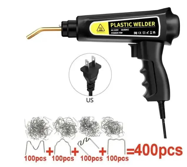 New Heat Gun Plastic Welding Machine Bumper Soldering Iron Staples Bumper Repair Car Tools Kit HOT Stapler Plastic Welder Peaceful Pleasures Health and Wellness 110V with 400 PCS