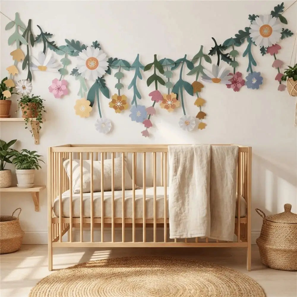 Floral Double-Sided Paper Banner | Spring Party Hanging Decor