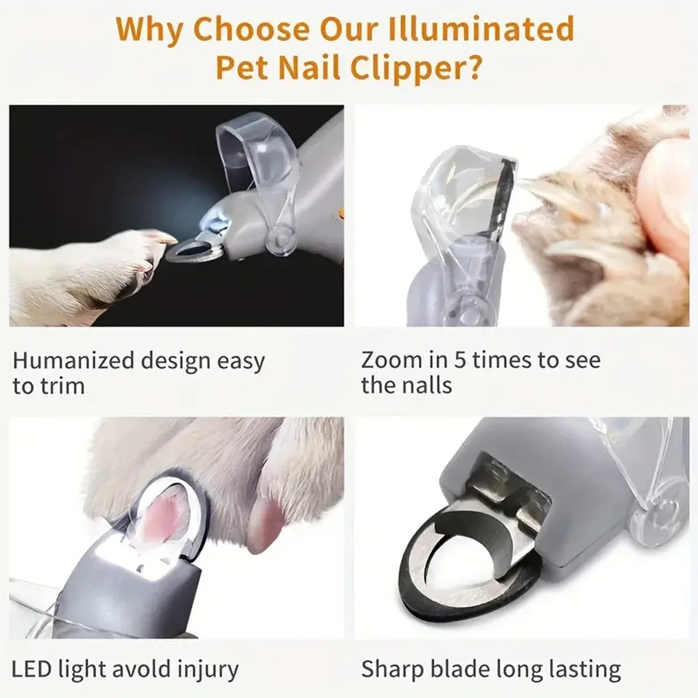 LED Pet Nail Clippers – 5x Magnification & Light for Cats & Dogs