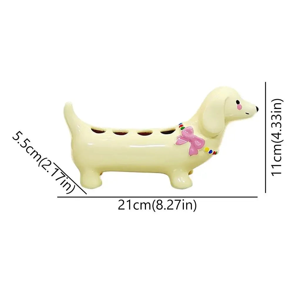 Dachshund Ceramic Toothbrush Holder Storage Rack Bathroom Sink Washstand Toothbrush Base Bathroom Decoration Peaceful Pleasures Health and Wellness