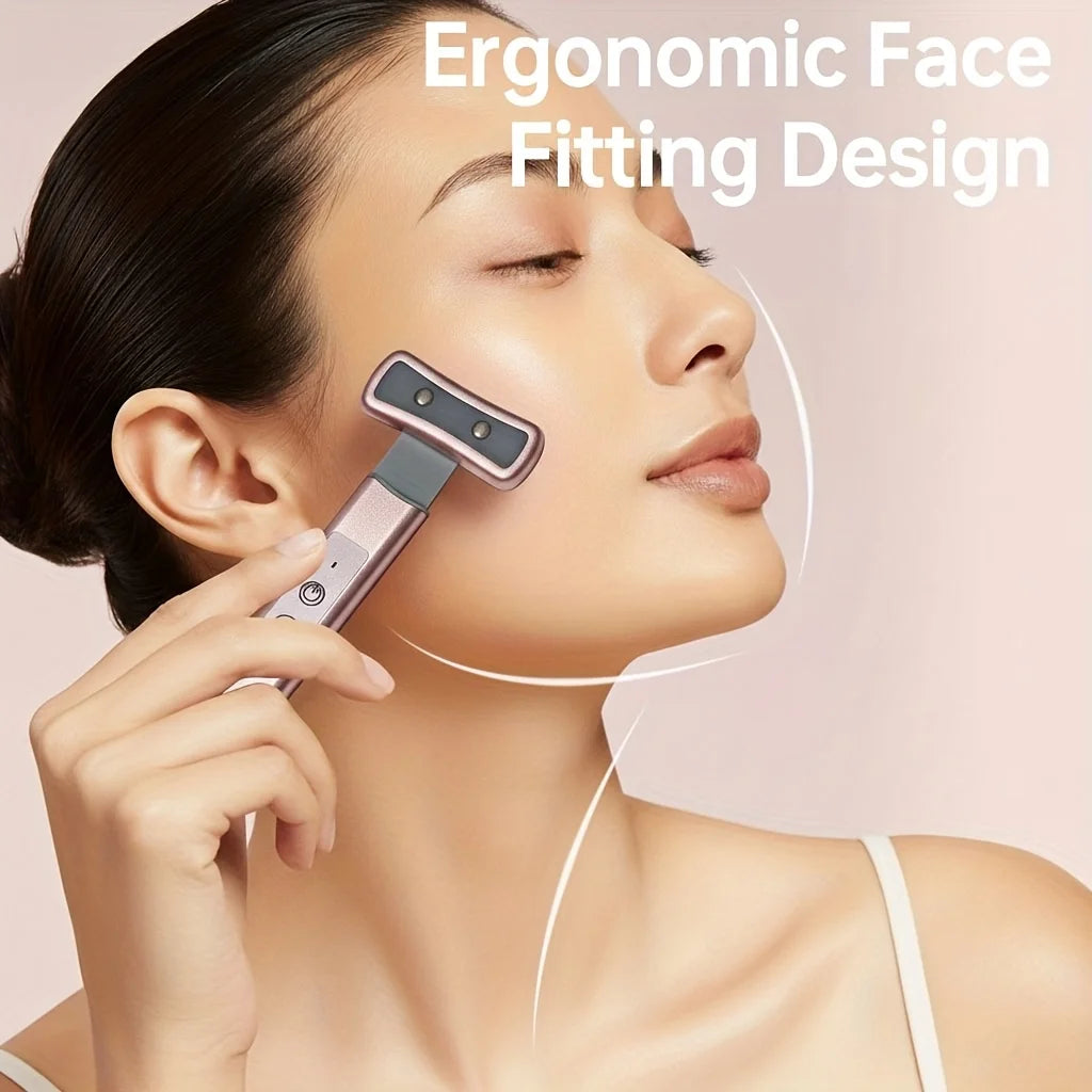6-in-1 Led Multifunctional Eye and Facial Massager with Vibration Massage Function, Can Massage Eye Bags and Cheeks, Multi-Color Modes, Boxed Packaging, Electric Skin Massage Device, Supports USB Charging, Suitable for Use. Peaceful Pleasures Health and Wellness Pink