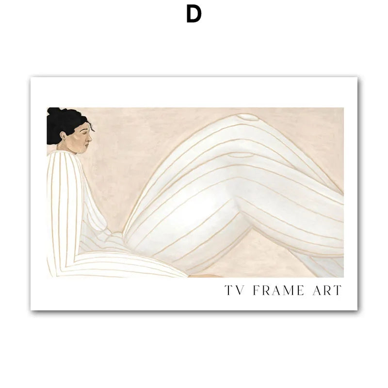 Boho Minimalist Abstract Woman Canvas Wall Art | Matisse Line Art Canvas Wall Art Print Peaceful Pleasures Health and Wellness D 20x30cm Unframed