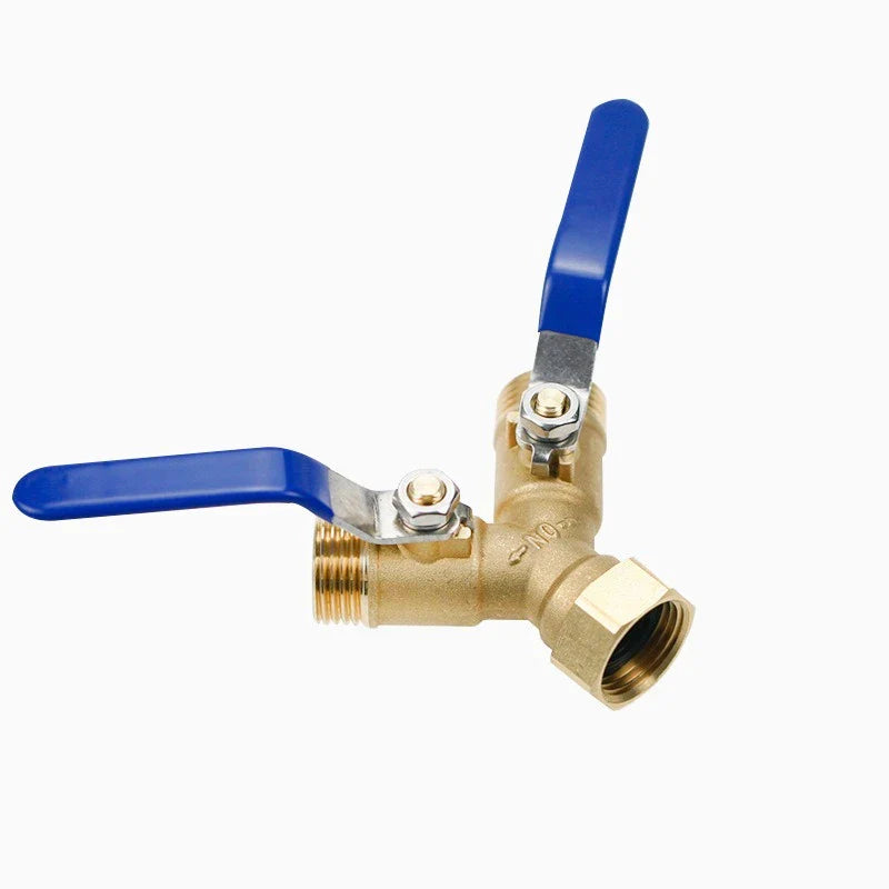 Brass 2-Way Garden Hose Splitter 3/4" Long Handle Valve