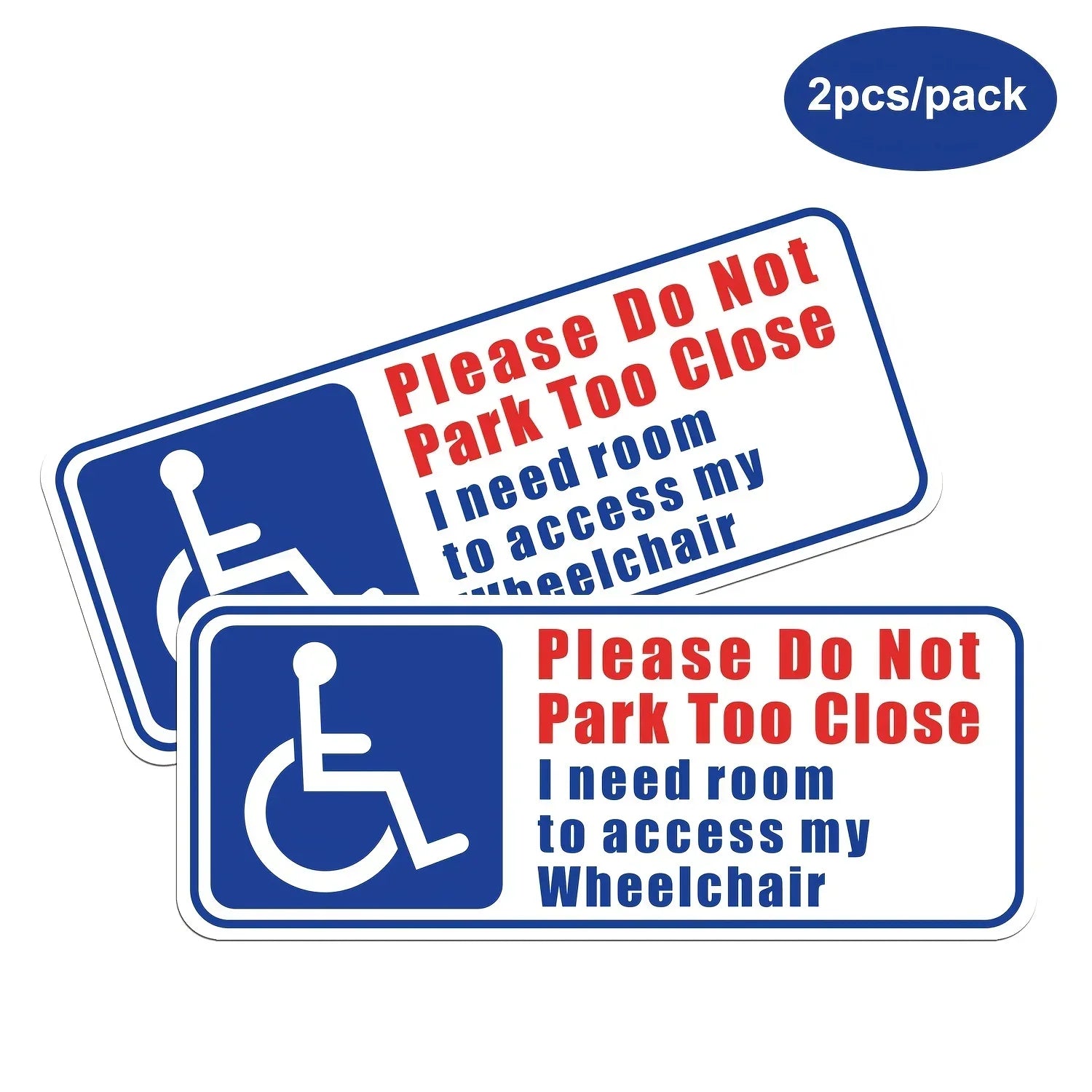 2pcs Do Not Park Too Close, Wheelchair Needs Space Sticker, Waterproof Label Sticker On Car Windshield Peaceful Pleasures Health and Wellness 2pcs