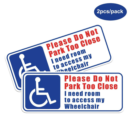 2pcs Do Not Park Too Close, Wheelchair Needs Space Sticker, Waterproof Label Sticker On Car Windshield Peaceful Pleasures Health and Wellness 2pcs