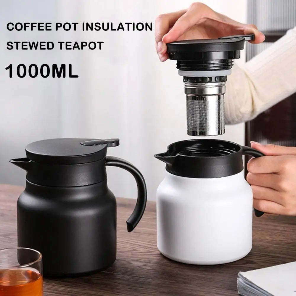 Simple Stainless Steel Tea Pot 1000ml Large Capacity Stewing Teapot Coffee Pot for Home Use Peaceful Pleasures Health and Wellness