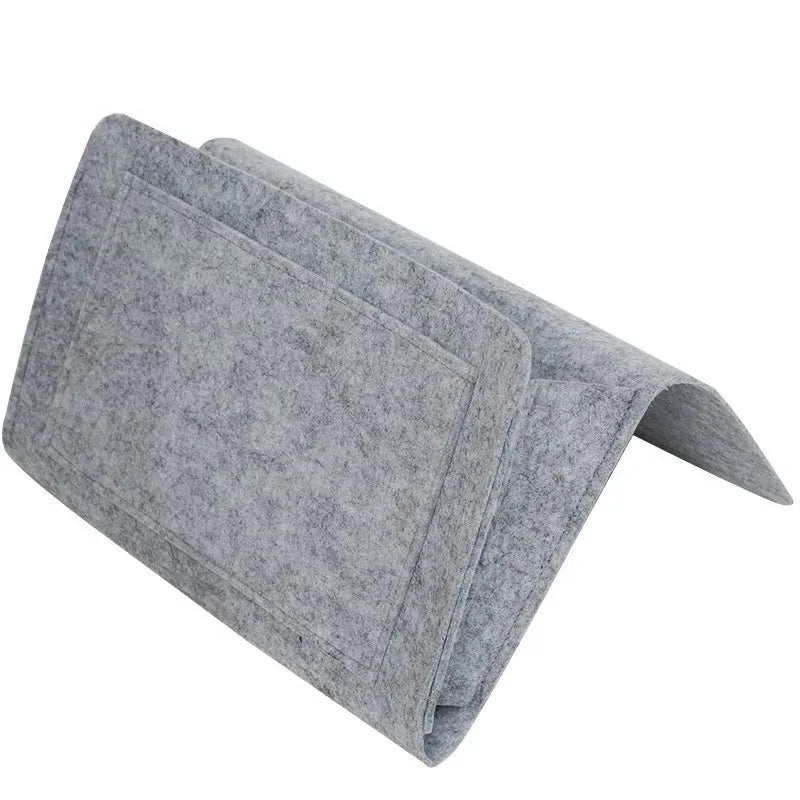 Felt Bedside Storage Organizer Anti-slip Bedside Bag Bed Sofa Side Hanging Couch Storage Remote Control Bed Holder Pockets Peaceful Pleasures Health and Wellness Light Grey M