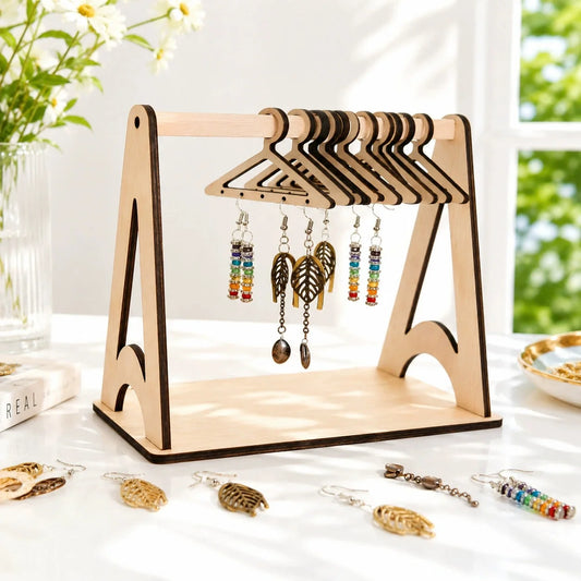 Rustic Wood Jewelry Organizer Stand – Earrings, Necklace & Ring Jewelry Organizer Stand Peaceful Pleasures Health and Wellness