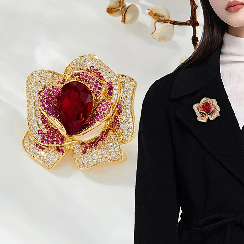 Rhinestone Crystal Flower Brooch for Women | Elegant Pin Crystal Flower Brooch Peaceful Pleasures Health and Wellness