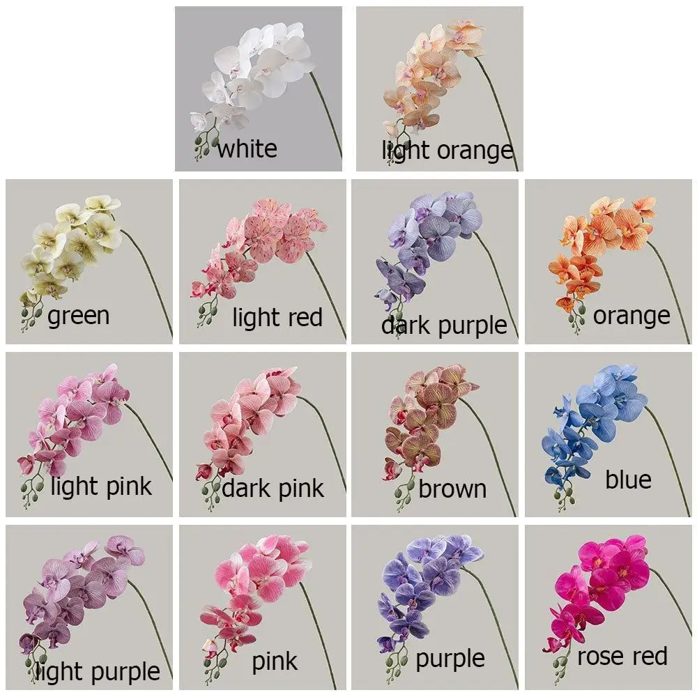 9-Head Artificial Phalaenopsis Orchid Branch | Real Touch Flowers