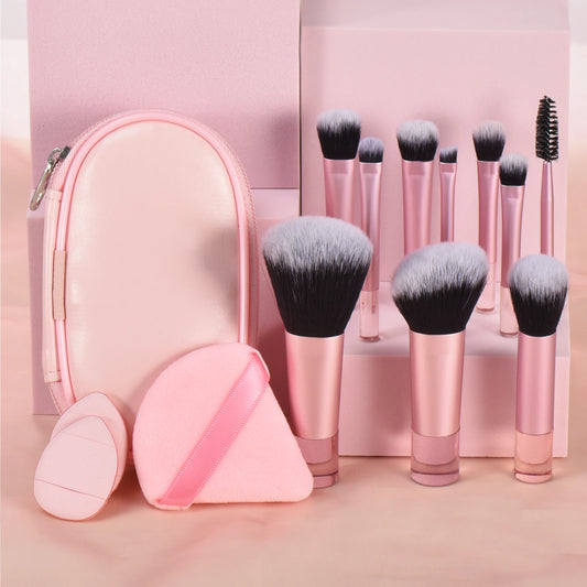 10-Piece Pink Mini Travel Makeup Brush Set | Professional Tools Makeup Brush Set Peaceful Pleasures Health and Wellness