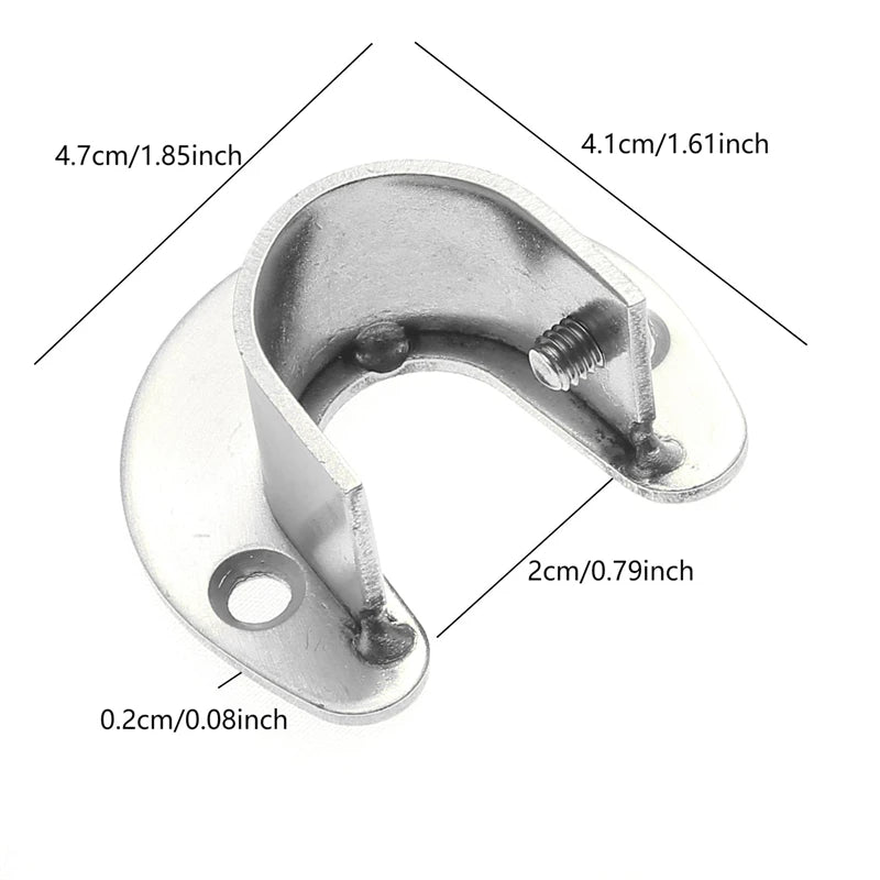 1Pc Stainless Steel Flange Seat Wardrobe Hanger Rod Tube Hook Fixed Support Bracket Seat Fixing Hardware Accessories Curtain Rod Peaceful Pleasures Health and Wellness