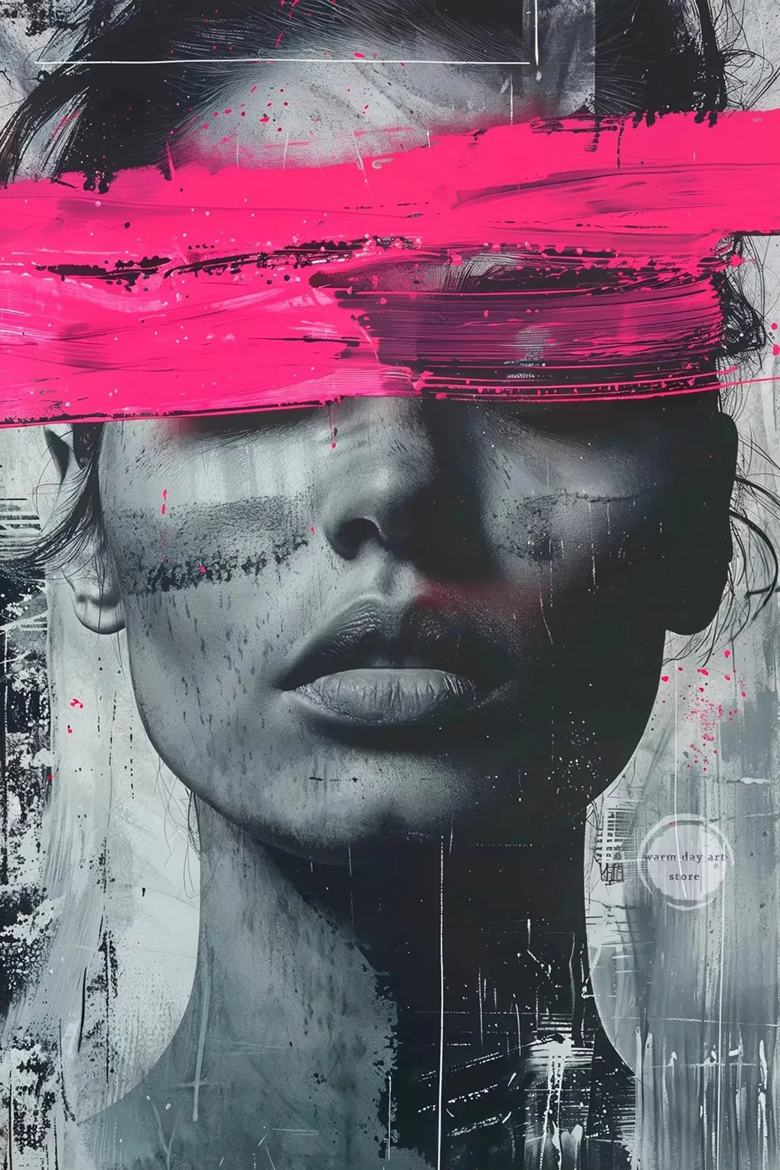 Abstract Woman Portrait Art Abstract Woman Unique Graffiti Portrait Canvas Art - Frameless for Living Room and Bedroom Decor Peaceful Pleasures Health and Wellness ZLH3228 30x45cm No Frame