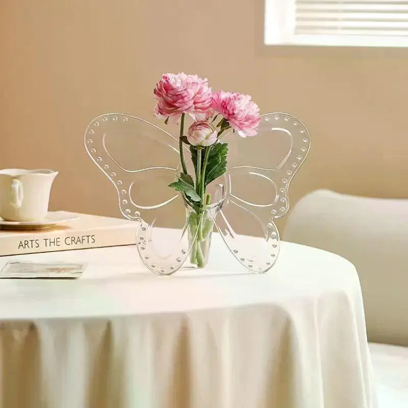 Butterfly Acrylic Flower Vase | 3D Transparent Home Décor