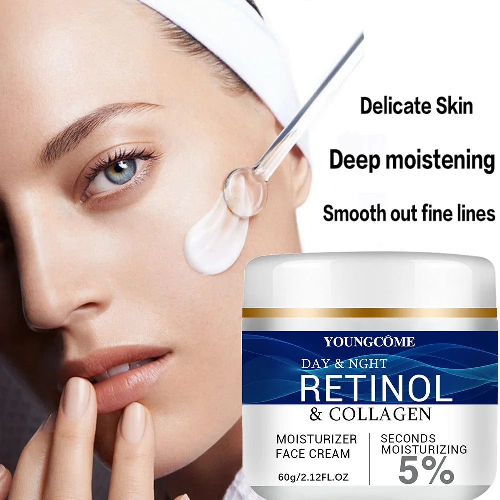 Collagen Retinol HyaluronicAcid Facial Cream Anti Aging Firming Lifting Fade Fine Lines Whitening Moisturizing Brightening Skin Peaceful Pleasures Health and Wellness
