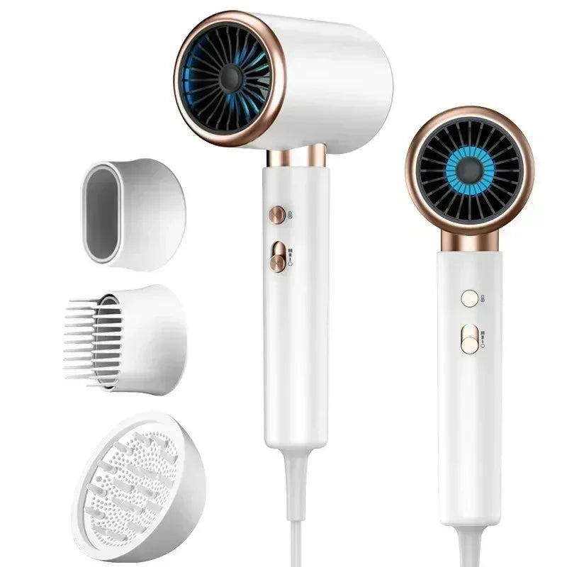 Ionic Hair Dryer Lightweight Low Noise 2000W Salon Power with 3 Speed Dual Temp for Home Hair Care Peaceful Pleasures Health and Wellness White