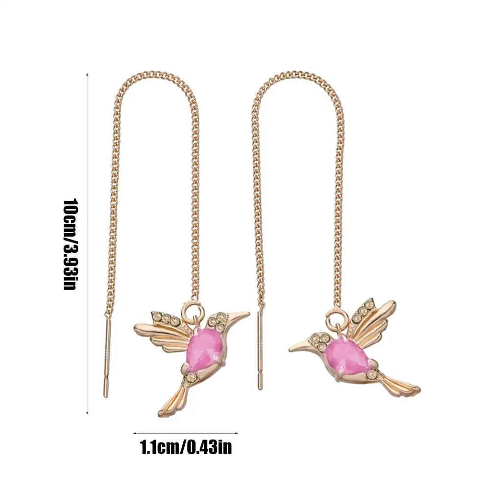 Hummingbird Drop Earrings | Tassel Threader Dangle Jewelry