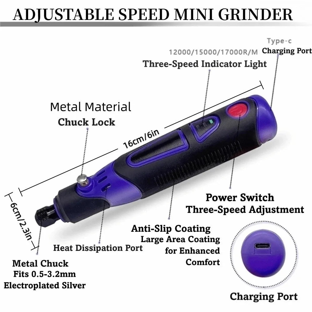 Mini Rotary Tool Kit 3.6V | 82-Pc USB Rechargeable Engraver