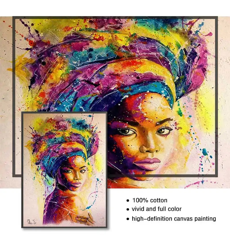 Posters And Prints Abstract African Girl Canvas Paintings On The Wall Art Pictures Decor Black Woman Graffiti Peaceful Pleasures Health and Wellness