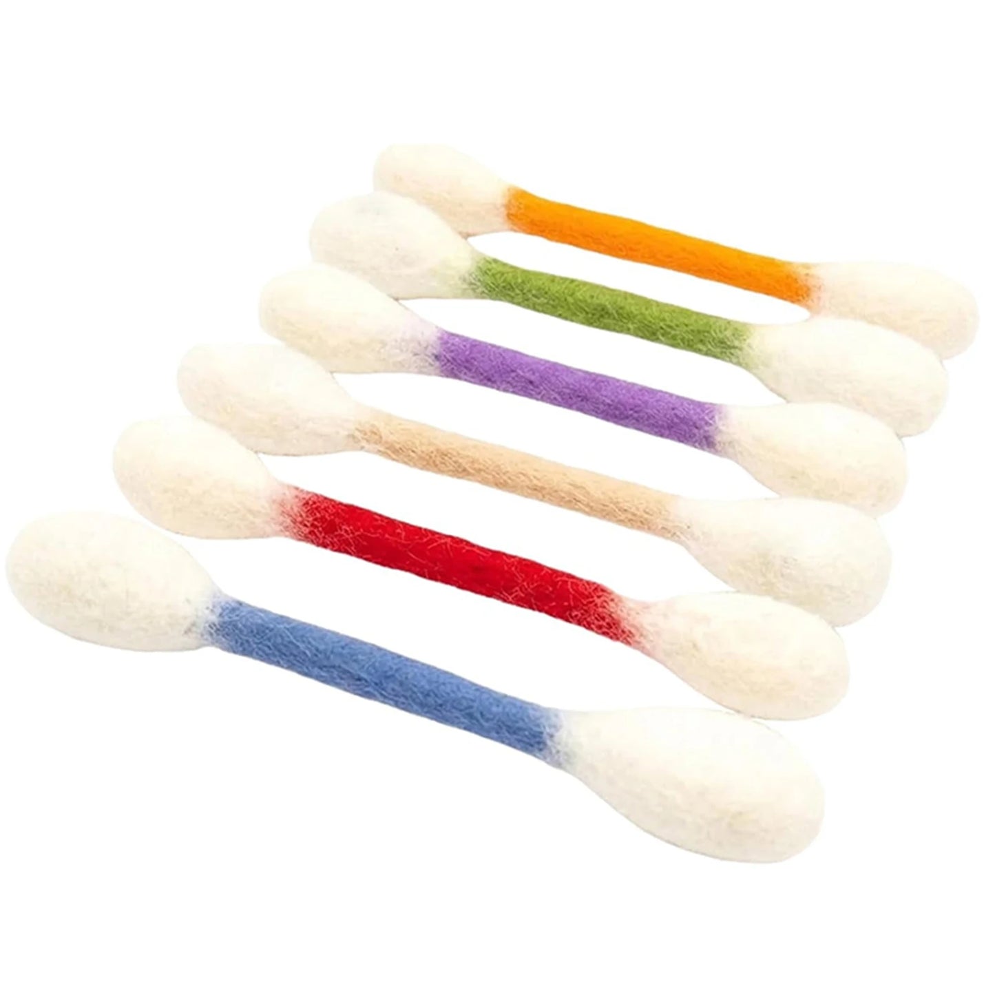 6 Pack Durable Felt Cat Kicker Toy Giant Cotton Swab Shape Interactive Kitten Teething Rope Chew Toy for Indoor Cats Accessory Peaceful Pleasures Health and Wellness Multicolor