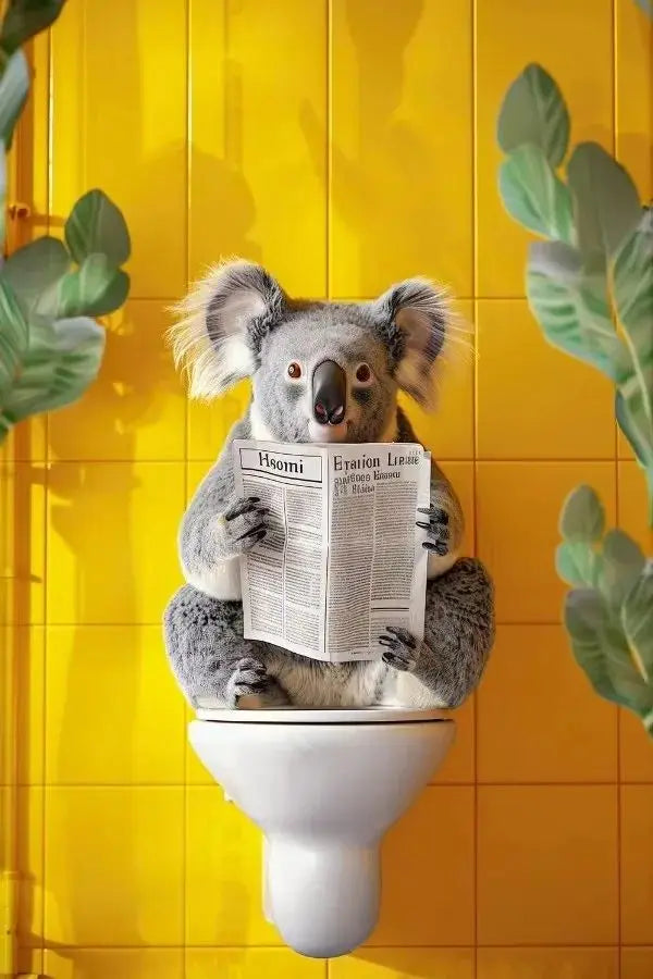 Funny Toilet Animals Canvas Wall Art | Bathroom Decor Poster